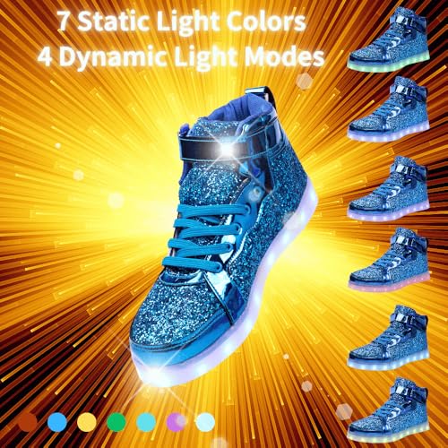 Image of Glitter Led Shoes Light Up Shoes High Top Sneakers for Women Men Flashing Dancing Shoes for Halloween Christmas Party with USB Charging