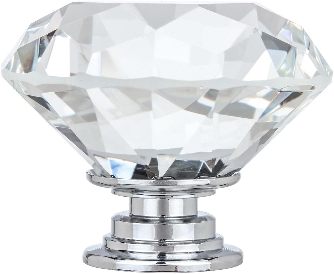 Kingsman Crystal Series Clear K9 Crystal with Polished Chrome Base Cabinet knob (10, 1-5/8 in. Dia (41mm))