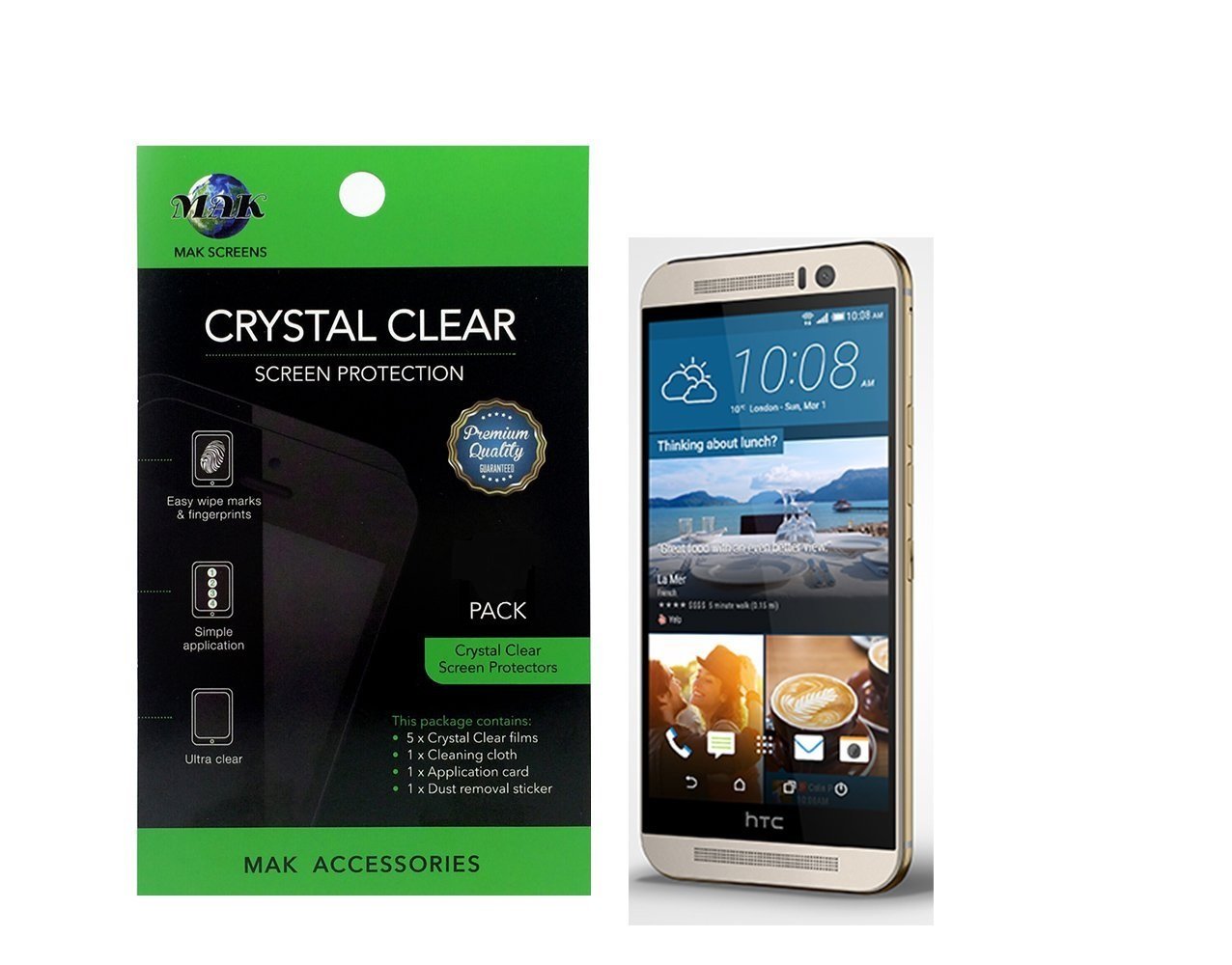 MAK - HTC One (M9) 2015 Screen Protector Perfect Premium Tempered Glass Screen Protector High 9H Hardness Ultra Slim Thickness 0.26mm (thinner than 0.3mm) Tempered Glass Screen Protector