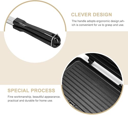 Miniatura 2 de Hemoton Sartén antiadherente de doble cara para hacer sándwiches de aluminio para desayunar, queso a la parrilla y cocinar en fogatas