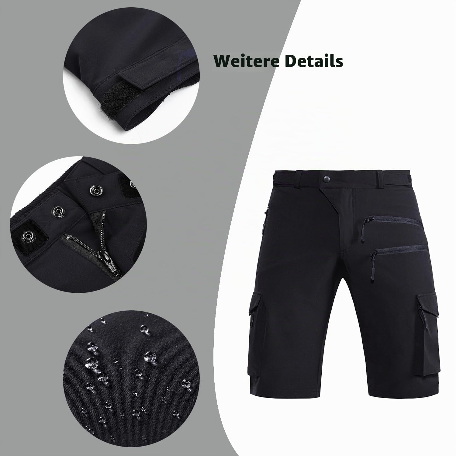 Hiauspor Herren Shorts Sommer Leichte Schnelltrocknend 5 Taschen Cargo Bermuda Wanderhose Sport Chino Trekking Outdoor MTB Hose Männer Kurz Atmungsaktiv Stretch