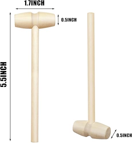 Miniatura 3 de 30 piezas Mini martillo de madera para chocolate, mazos de cangrejo, martillos para corazón rompible