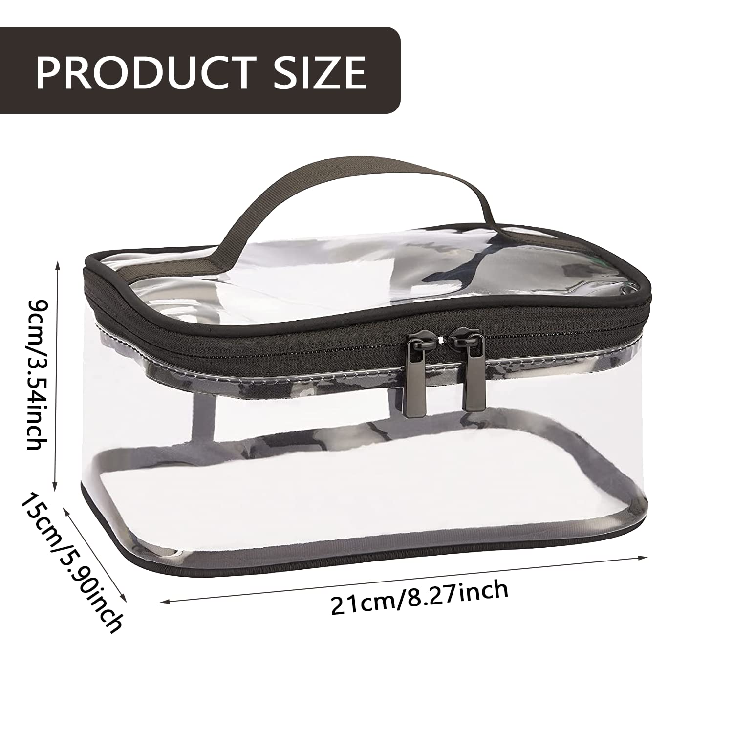 Borse da Toilette Trasparente 2 Pezzi Impermeabile PVC Sacchetto di Cosmetica da Viaggio Portatile Pochette Trucco con Cerniera per Uomini e Donne