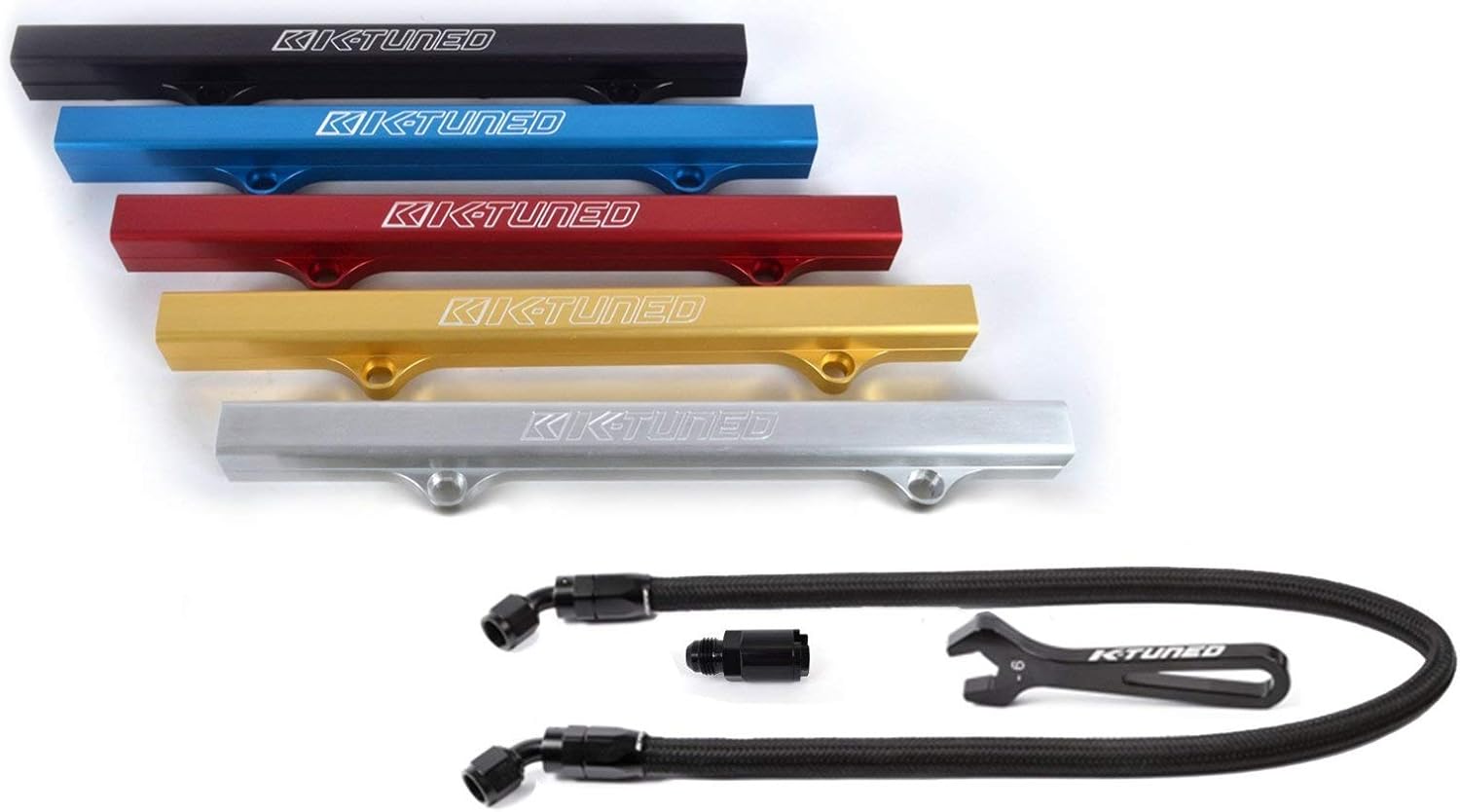 KTuned Fuel Rail Kit Center Feed Fuel Line Brushed for