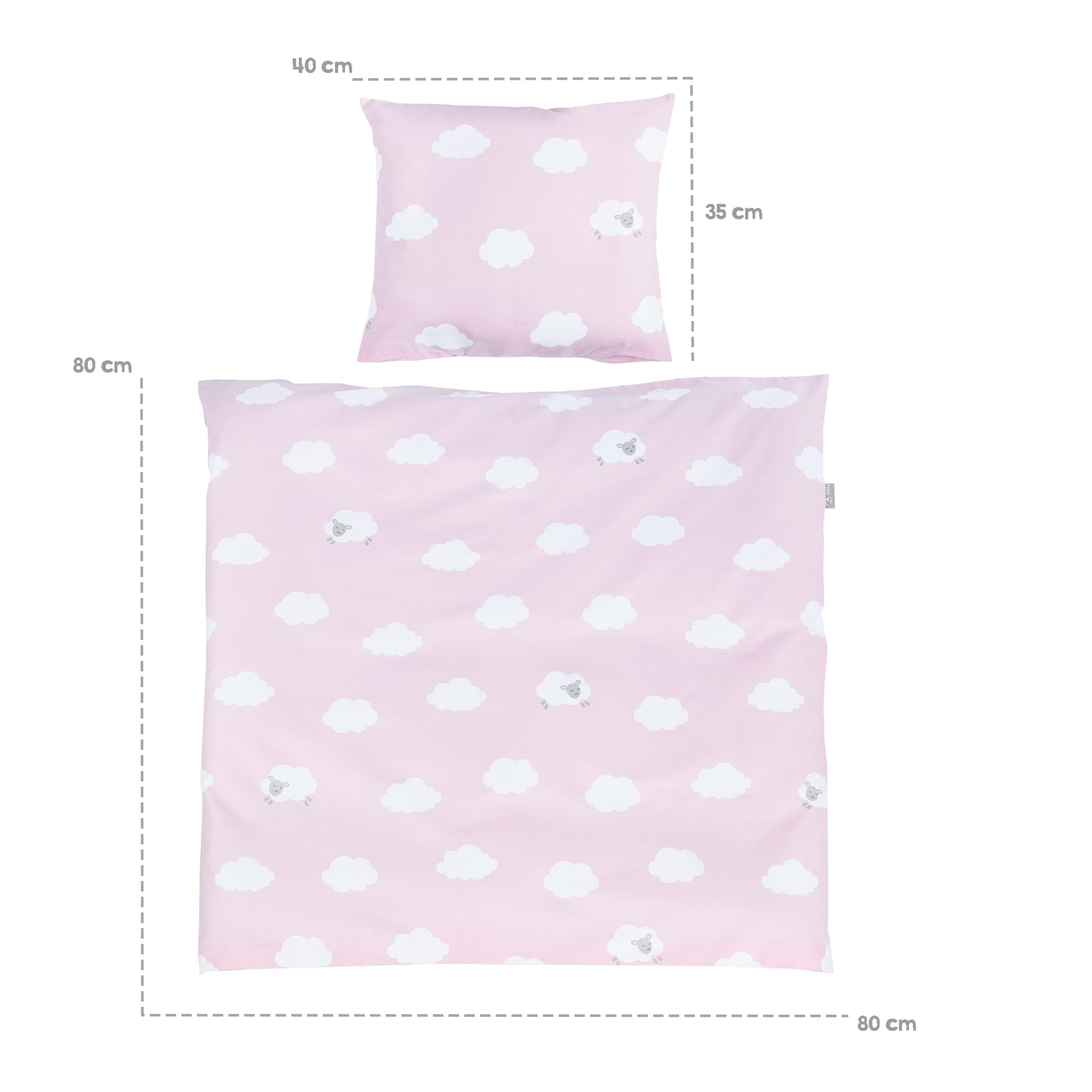 Kleine Wolke Culla e Lettino Design a Nuvola 40 x 90 cm Legno Bianco/Rosa