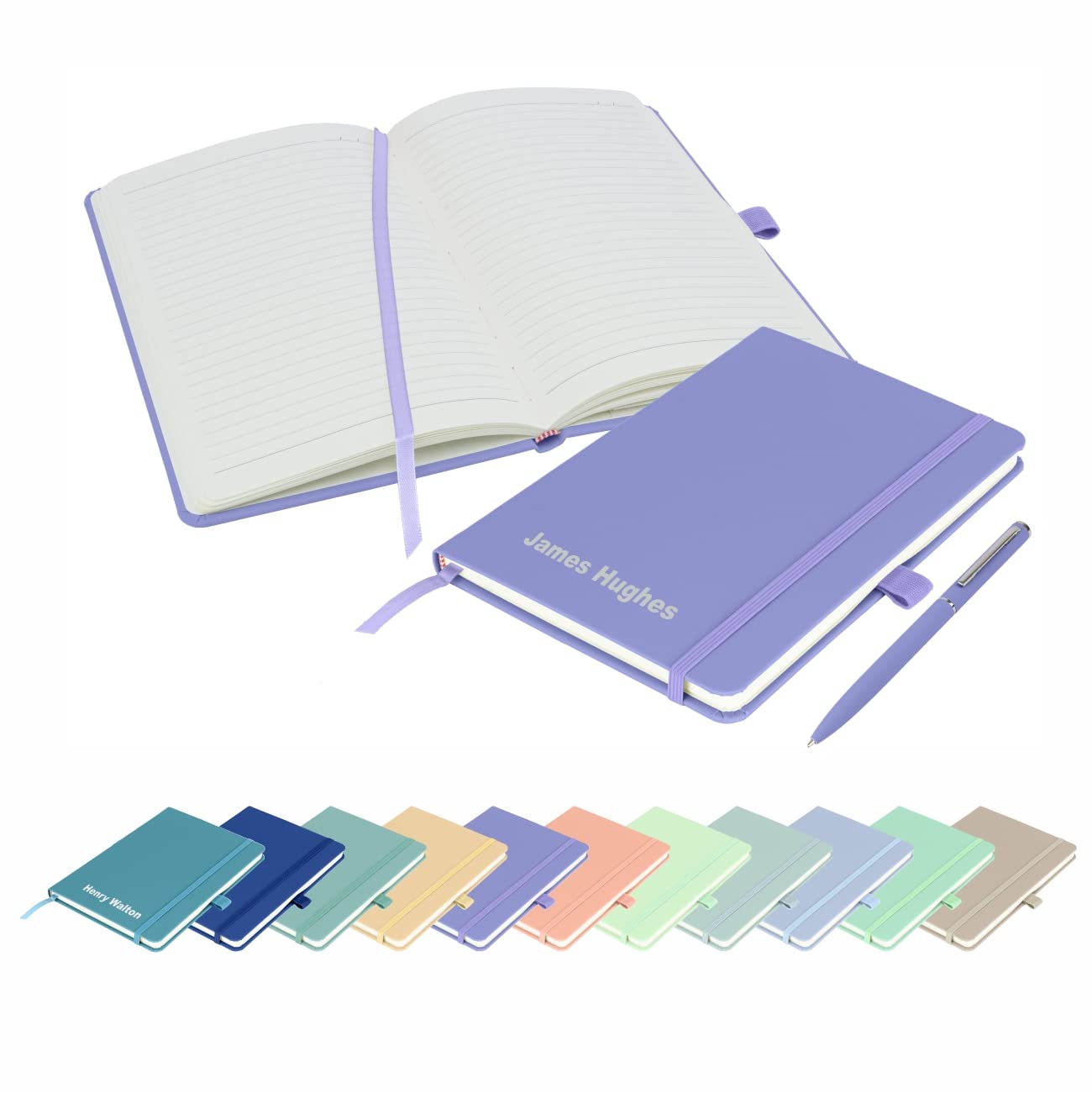 That's My Pencil Pastel Shades A5 Notebooks Personalised with name/Note Pad- Printed with Name with a matching pens (Pastel Purple) — image 1