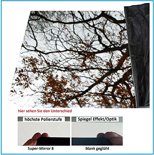 Preisvergleich Produktbild Edelstahl Super-Spiegelpoliert 625x625x0,8mm, einseitig mit Schutzfolie rostbeständiger, bruchsicherer Metallspiegel
