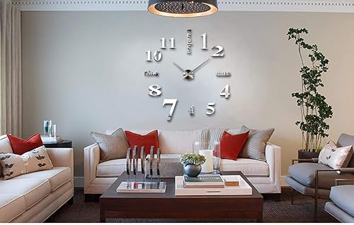 Miniatura 2 de FASHION in THE CITY Reloj de pared grande 3D para bricolaje sin marco superficie de espejo grande decoración del hogar para sala de estar dormitorio