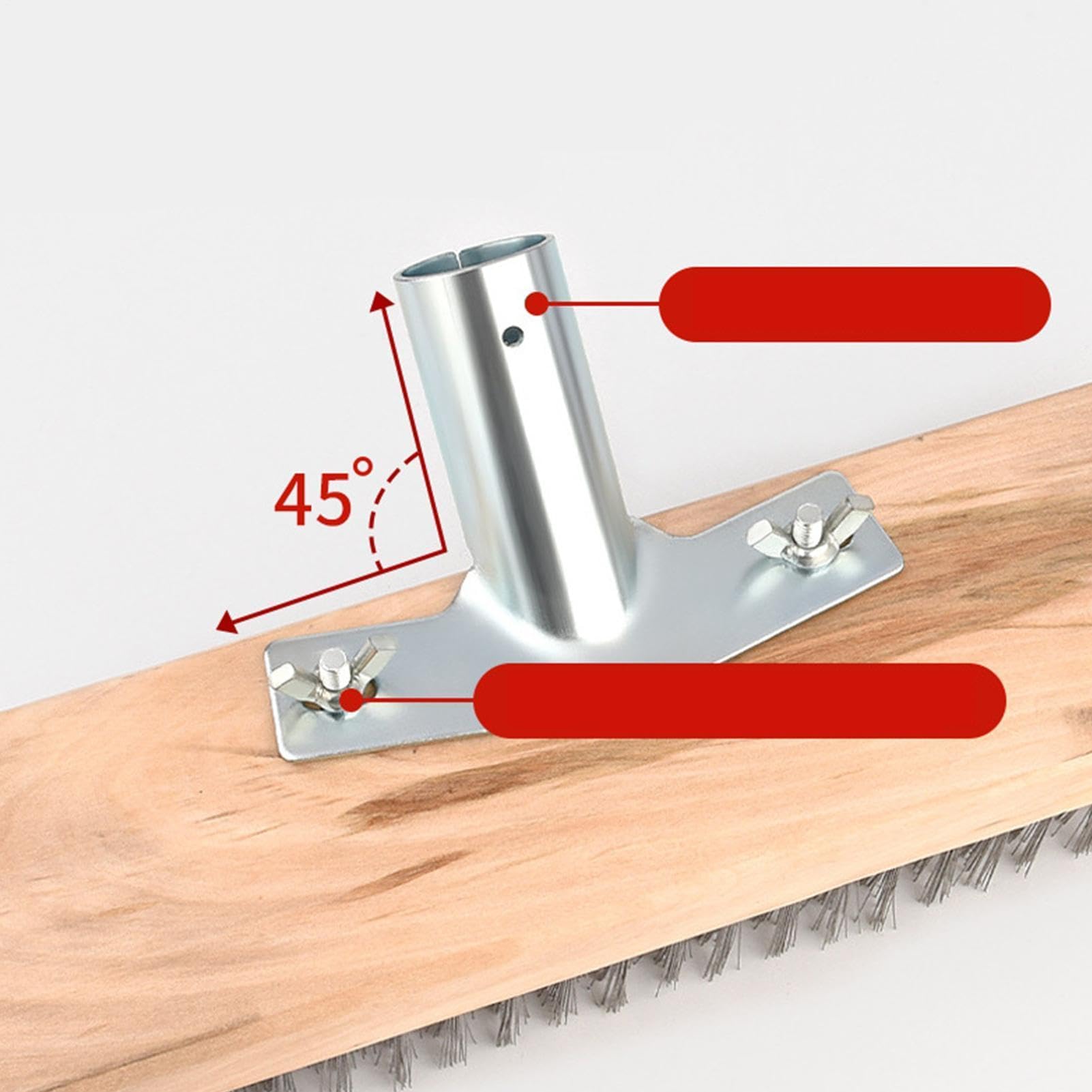 Estropajo de suelo con mango largo, cerdas rígidas de acero inoxidable | Cepillo exterior descalcificador, cabezal de fregado manual para limpieza de suelos multiusos
