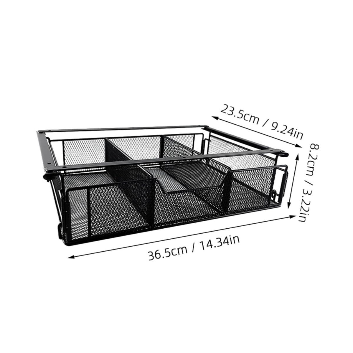 Housoutil Organizador de Escritorio Metálico para Almacenamiento y Organización Negro 3 Compartimentos Grandes, Bandeja de Malla de Hierro en Oficina y Hogar