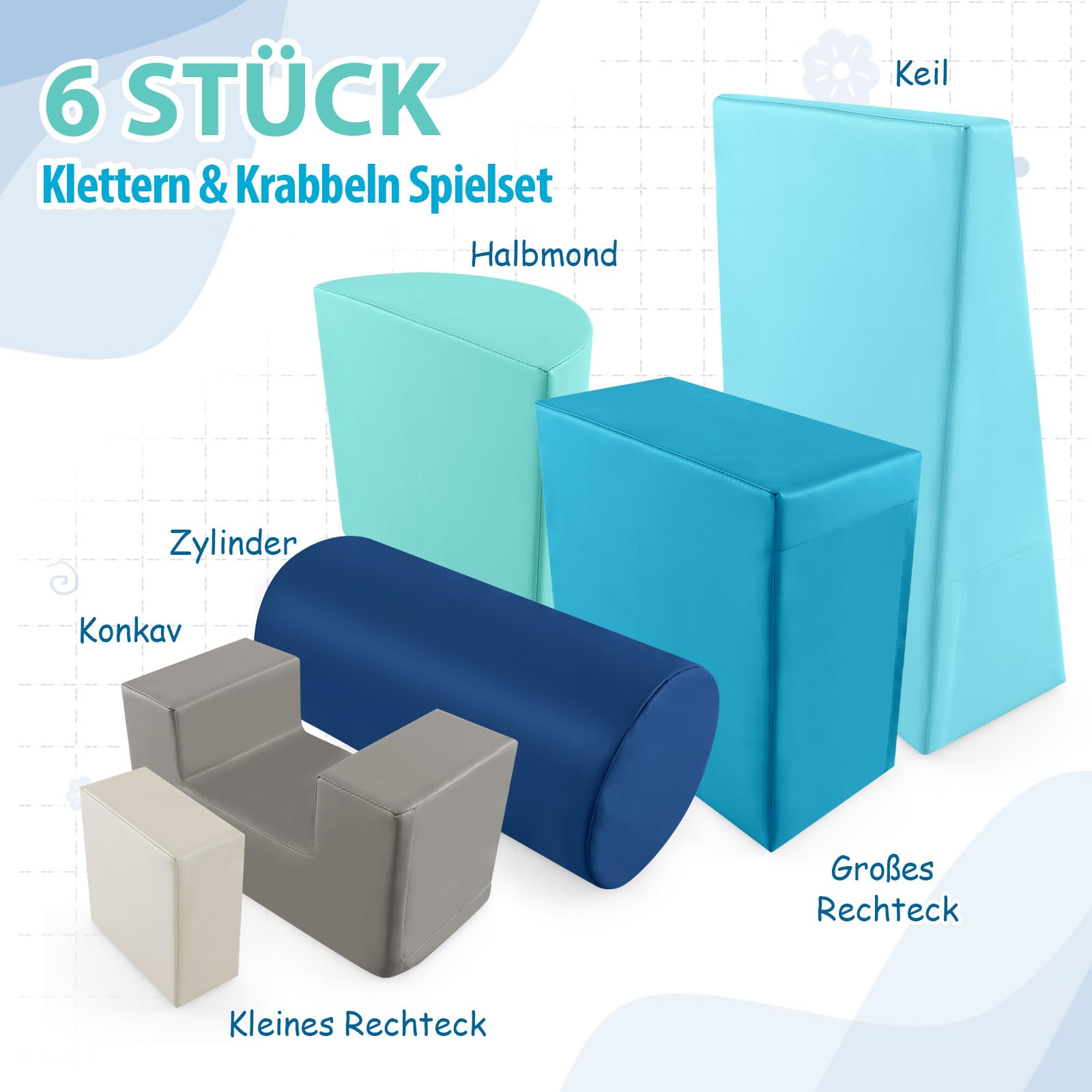 COSTWAY 6 szt. piankowych klocków budowlanych, gigantyczne klocki do zabawy i wspinaczki, miękkie klocki z pianki, duże klocki wielokolorowe, dla dzieci w wieku przedszkolnym, niemowląt i dzieci w