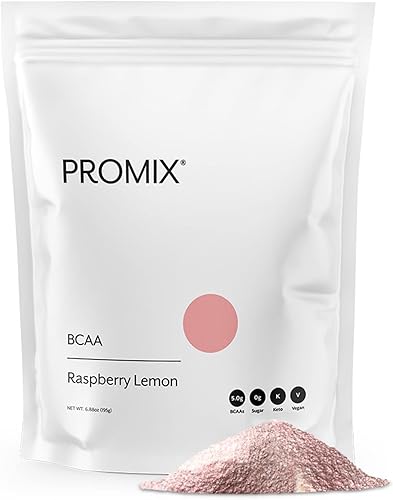 Promix BCAA - Polvo energético post-entrenamiento, limón frambuesa, aminoácidos de cadena ramificada a base de plantas que apoyan el crecimiento