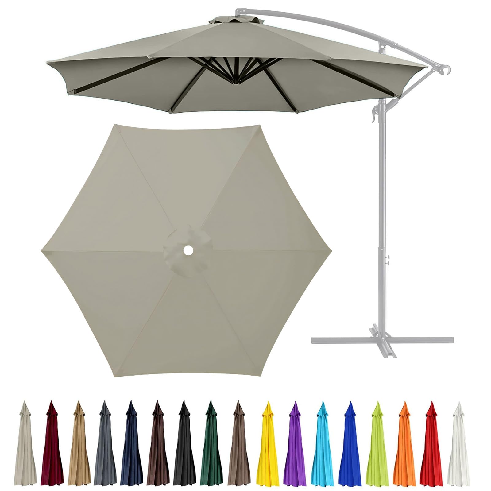GLDDFDG 10Ft 6 Ribs Patio Umbrella Replacement Canopy (Canopy only), Canopy Replacement UV Protection Waterproof Outdoor Table Market Yard Umbrella
