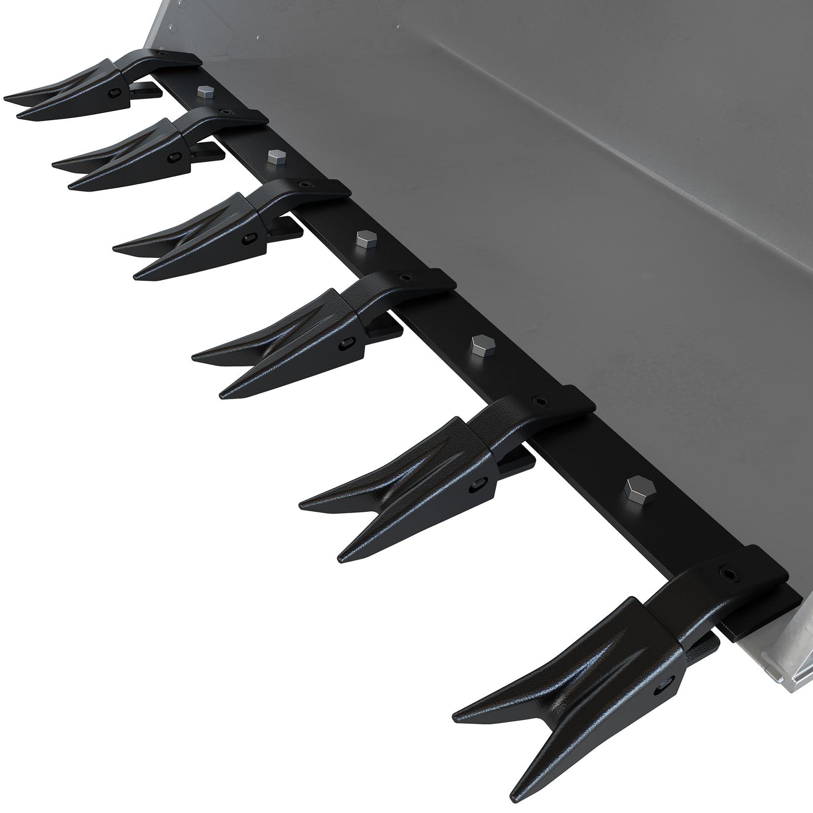Garvee Barre à dents robuste pour godet de tracteur sous-compact - Acier haute résistance - 6 dents - Installation sans perçage - Protection bord de coupe - Idéale pour chargeurs agricoles -Noir