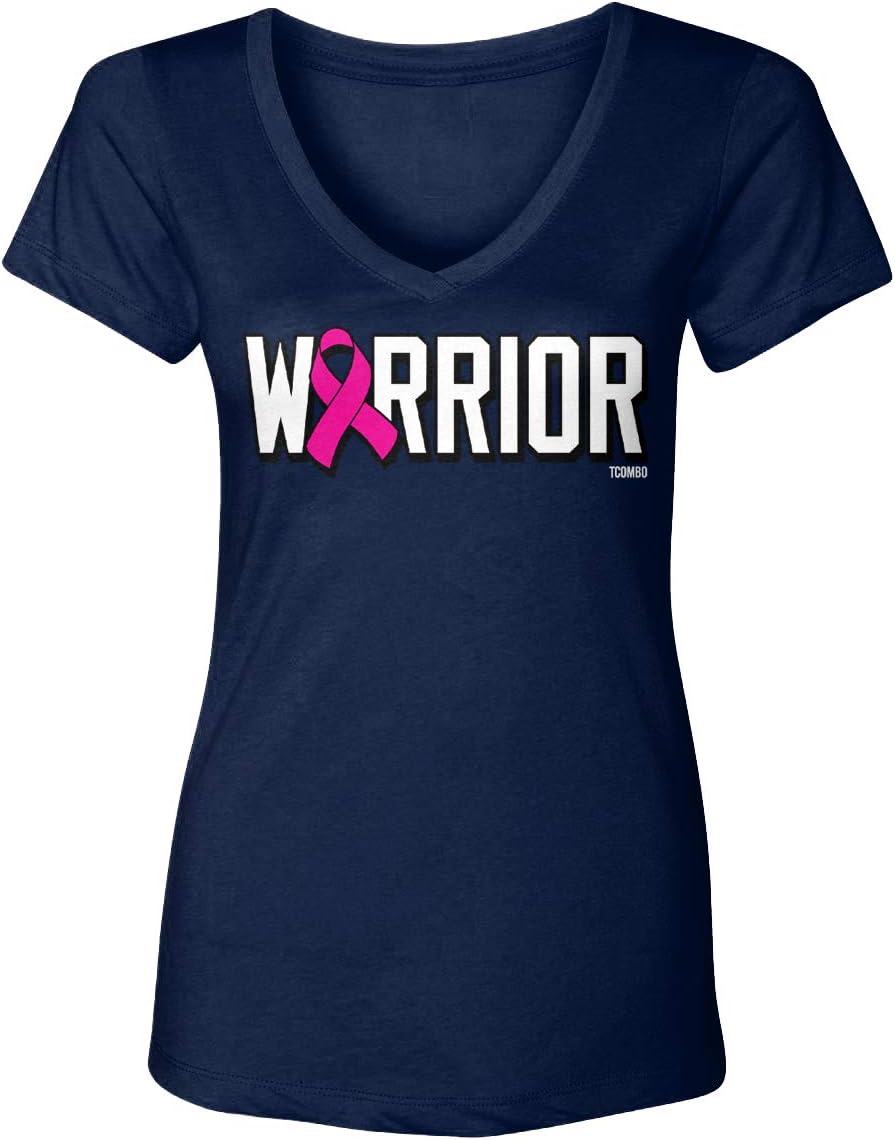 Warrior - Pink Ribbon Breast Cancer Women's V-Neck T-Shirt