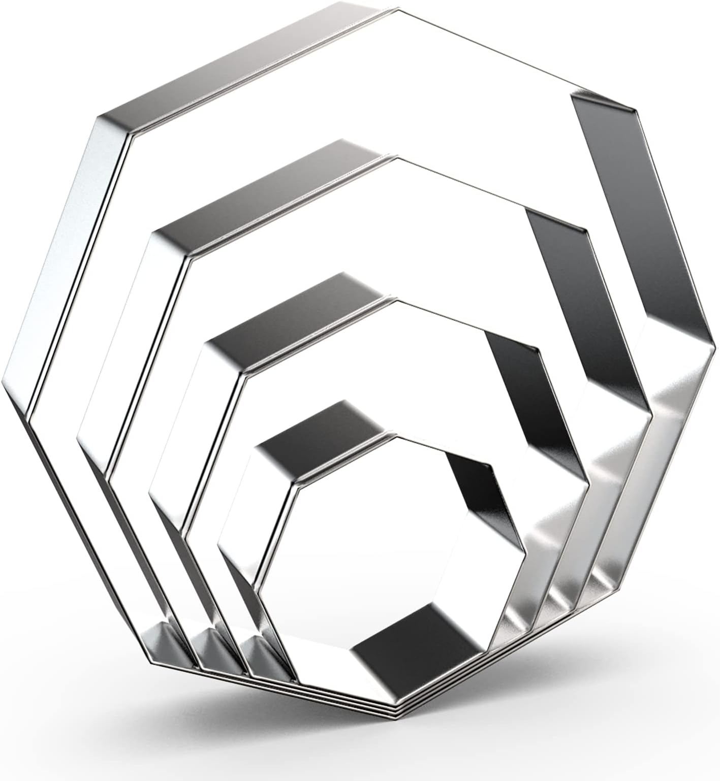 Octagon Cookie Cutter Set for Baking - 5 Inch, 4 Inch, 3 Inch, 2 Inch - Geometric Polygon Frame Plaque Cookie Cutters Shapes Molds - Stainless Steel