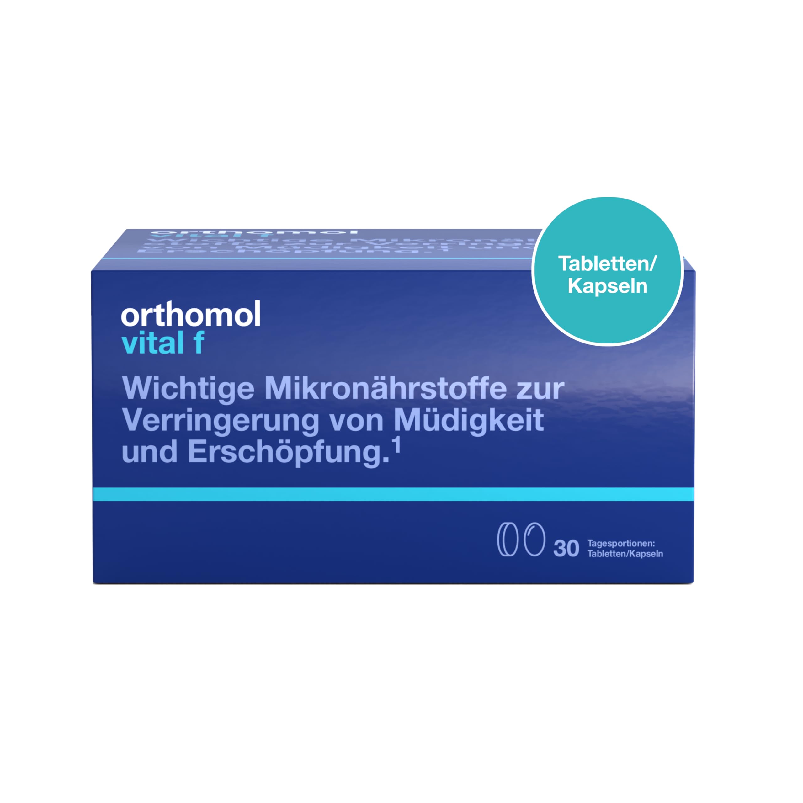Orthomol Vital f - Mikronährstoffe für Frauen - bei Müdigkeit und Erschöpfung - mit B-Vitaminen, Omega-3-Fettsäuren, Magnesium - Tabletten/Kapseln à 30 x Tagesportionen