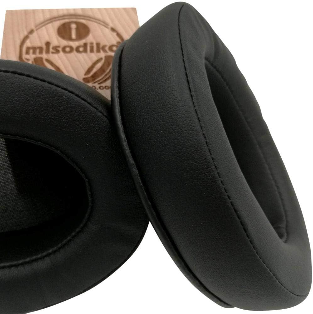 Upgraded Comfy Memory Foam Ear Pads Cushions - Black Protein Leather -Suitable for Large Over The Ear Headphones - Compatible with ATH M50, ATH-M50x, ATH-M30x, MSR7NC, ATH-M40x
