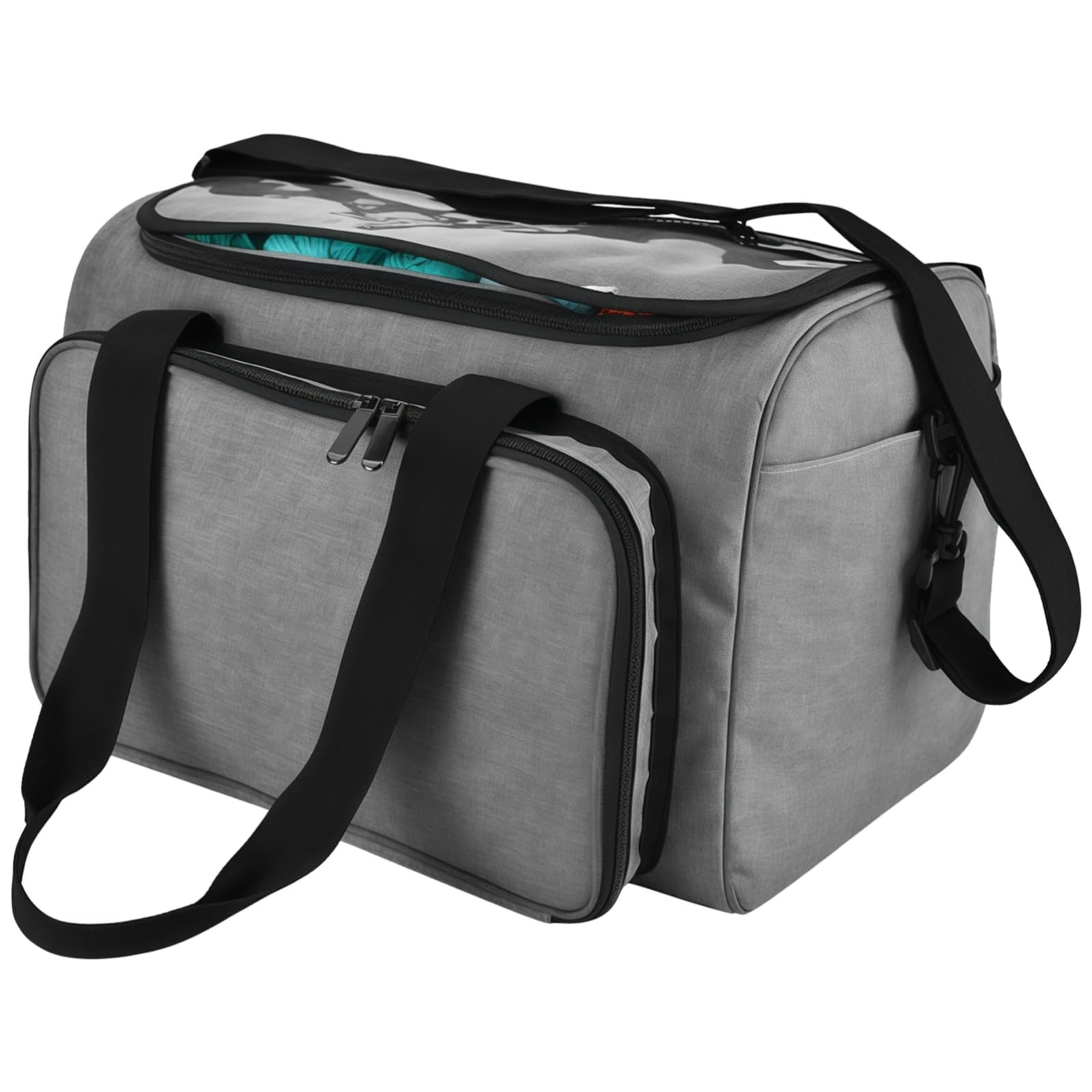 Borsa da viaggio da parrucchiere, in tessuto Oxford, con divisori regolabili, finestra trasparente e tracolla, organizer per acconciature e accessori fai da te