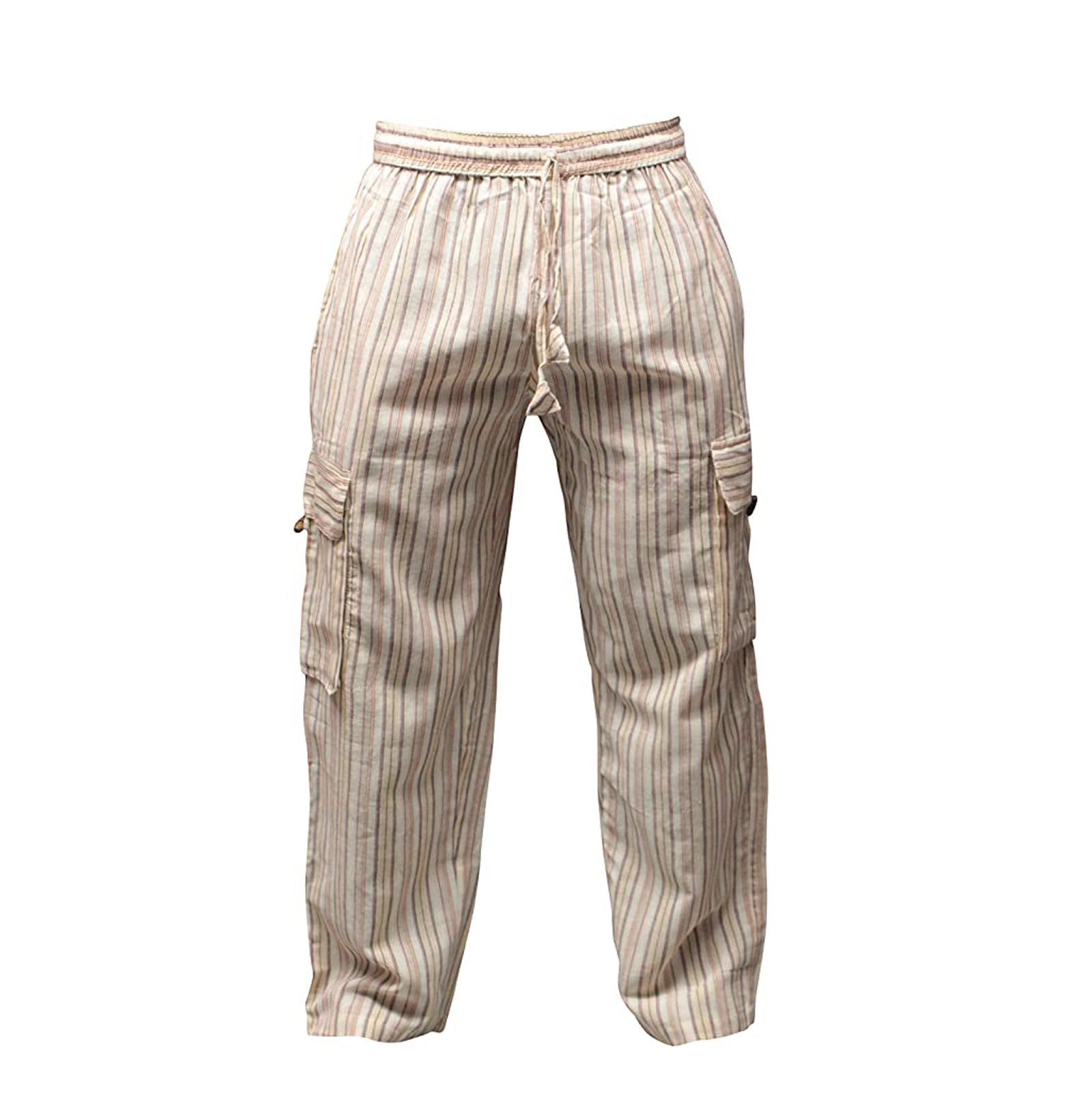 Shopoholic Fashion Men's Grey Elastic Waist Cargo Pants Plain Hippy Combat Trousers (Grey/3Xl)