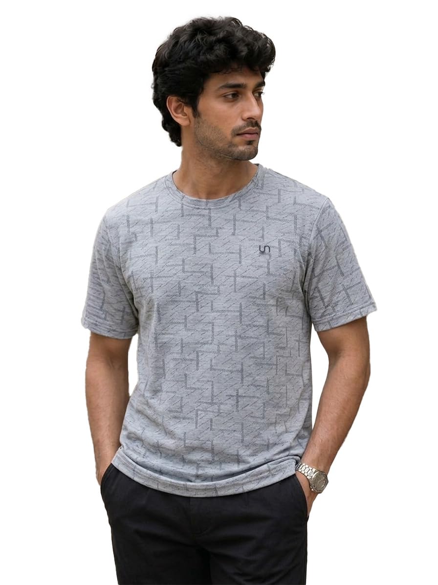 uneon Men's Slim Fit Nylon Jacquard Round Neck Half Sleeve Sports T-Shirt with Moisture-Wicking Comfort-picture-24
