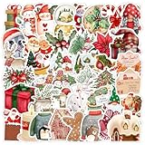 クリスマステーマステッカー 50枚、水筒、スクラップブック、ノートパソコン、生徒の教室の賞品に最適なビニール防水ステッカー (クリスマス)