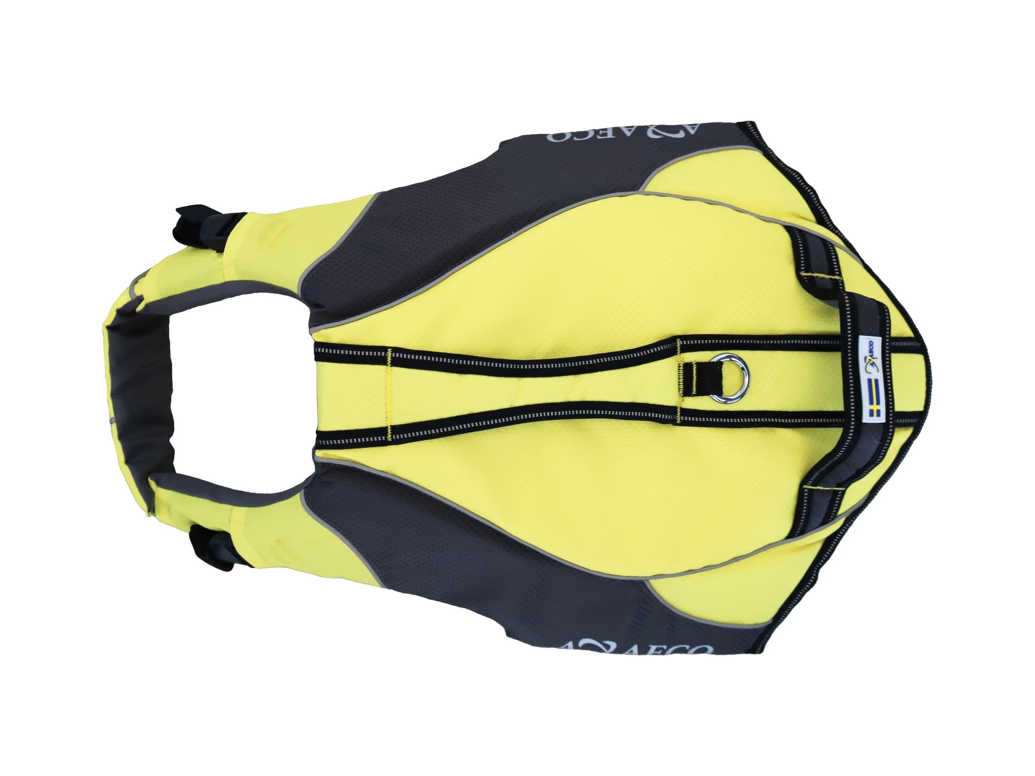 AQUA Giubbotto Salvagente per Cani S Giallo Grigio Scuro Poliestere Rip-Stop Idrorepellente