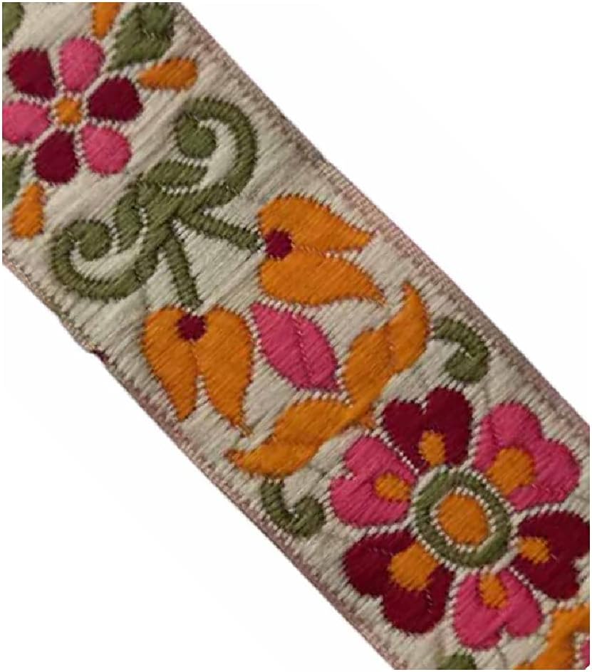 KVR Polyester Silk Brocade Jacquard Ribbon Lace Trim for Craft Sewing Embroidery Decoration Garment Dress Skirt Wedding Party Packing DIY (318-1.35 inch Wide, 9 Yard in roll)