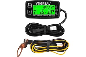 Yooreal Universal Waterproof Hour Meter Tachometer Digital Engine Temp Gauge for Scooter Snowblower