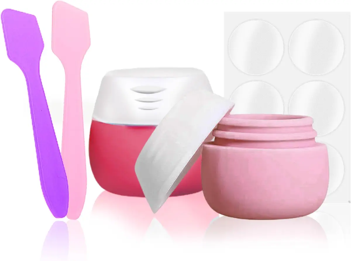 Hession 2pcs of Travel Containers Makeup Organizer Silicone Cream Jars Leak Proof TSA Approved Jars for Cosmetic Lotion Cream Travel Size 0.7 oz Color 3