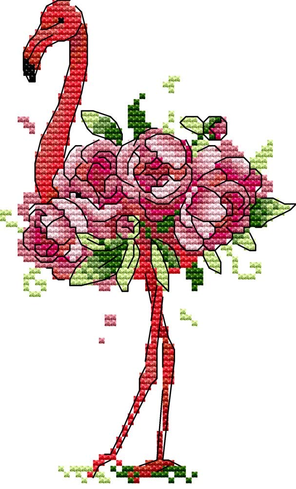 Cross Stitch Kits, Awesocrafts Beautiful Flamingo Easy Patterns Cross Stitching Embroidery Kit Supplies Christmas, Counted (Flamingo, Counted)
