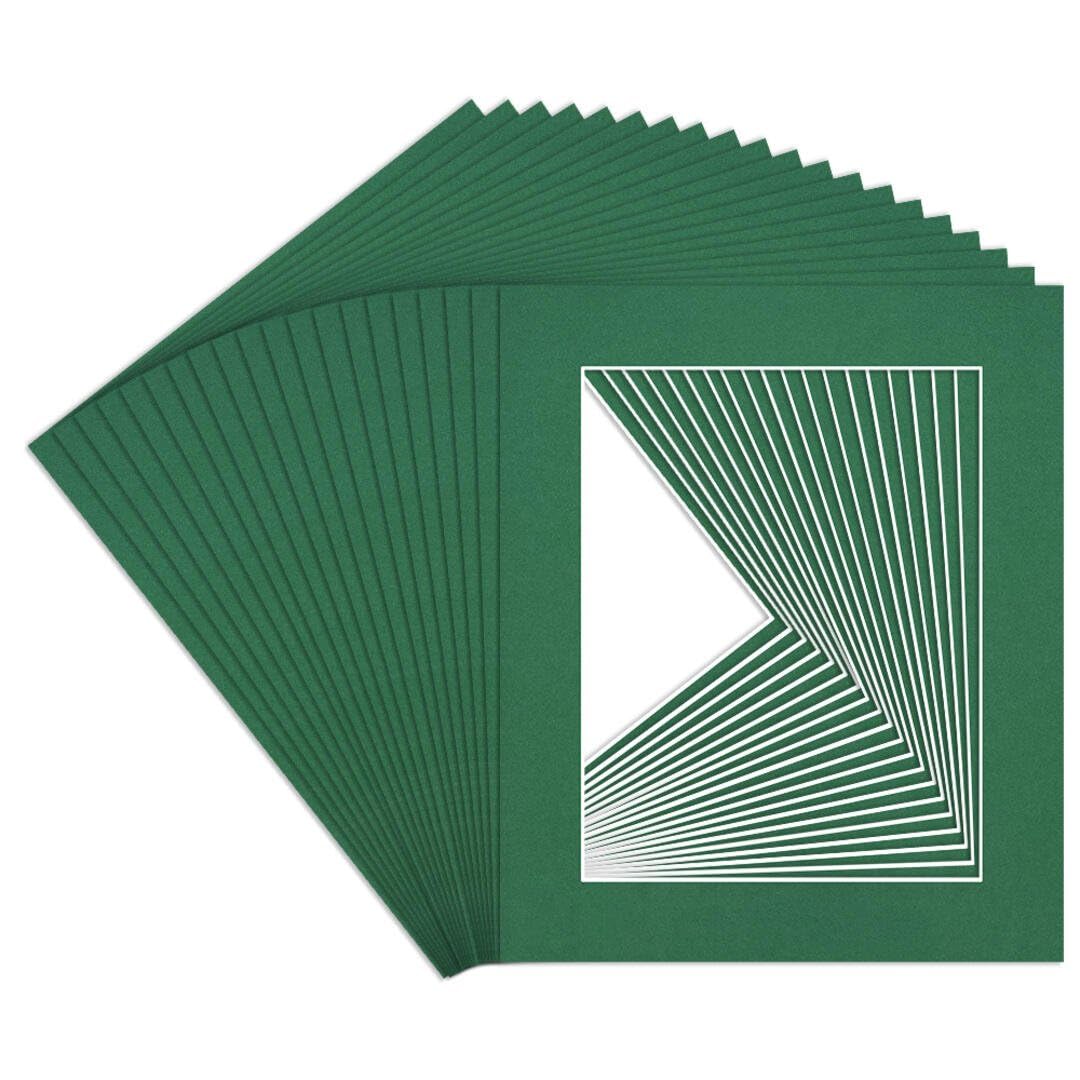 Procut Global 12x10" Emerald Picture Mounts to Fit 9x7" Aperture - Precision Cut Cardboard Photo Mount - Ideal for Frames, Prints, Artwork & Certificates - Sizes & Colours Available - 20 Pack