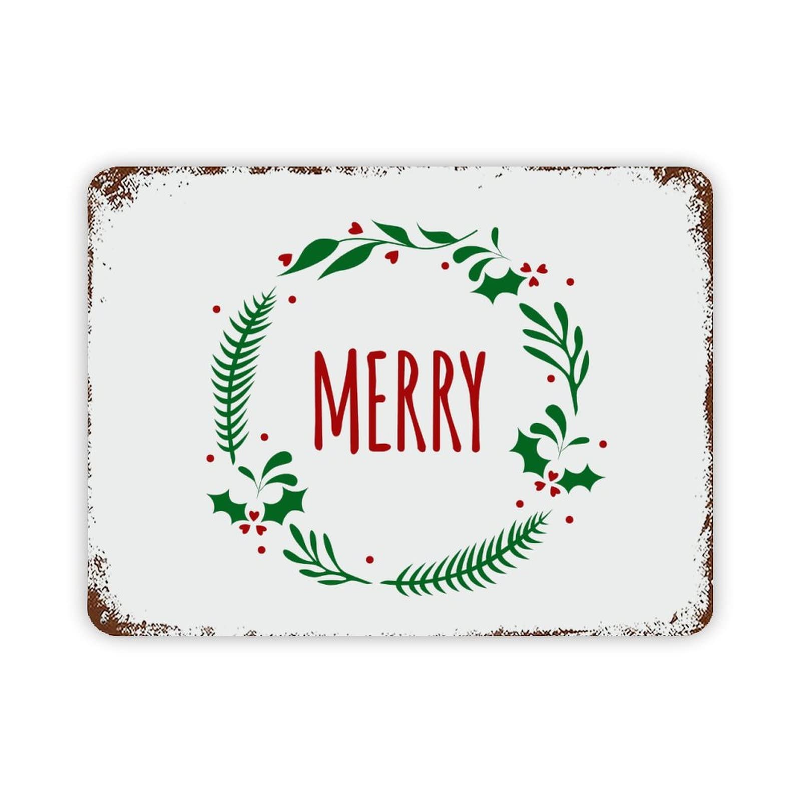 ENEDNATE Christmas Metal Sign,Inspirational Quote Metal Sign Merry Retro Decorative Aluminum Tin Signs 12x16 Inch Man Cave Street Metal Sign for Office School Classroom Nursery Decoration
