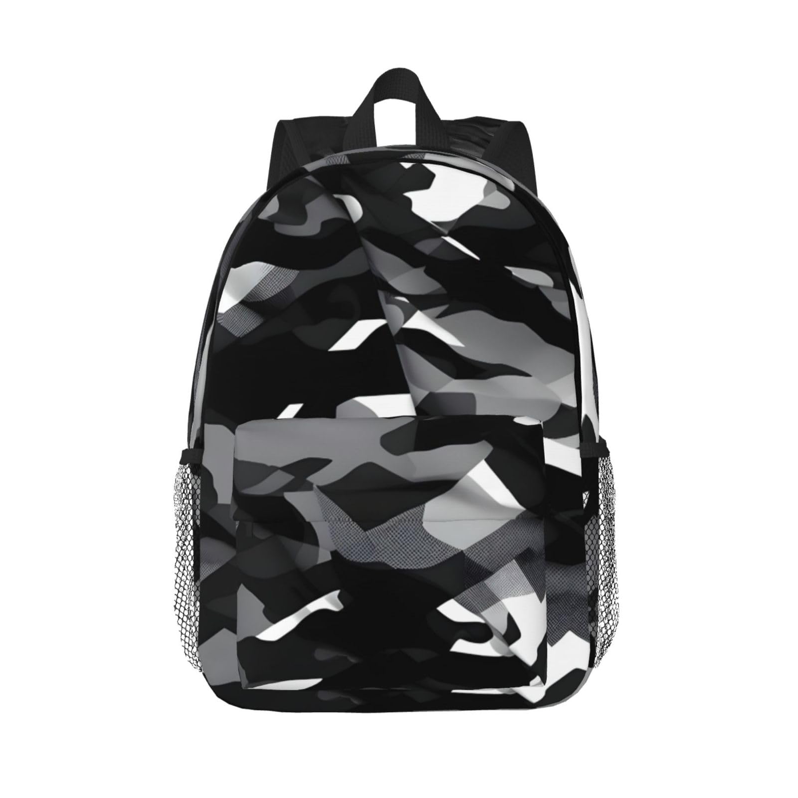 Jghhoun Unisex Black Grey White Camo Print Stylish Backpack Lightweight Laptop School Backpacks Travel College Everyday Use