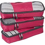 eBags Classic Slim 3pc Packing Cubes (Raspberry)