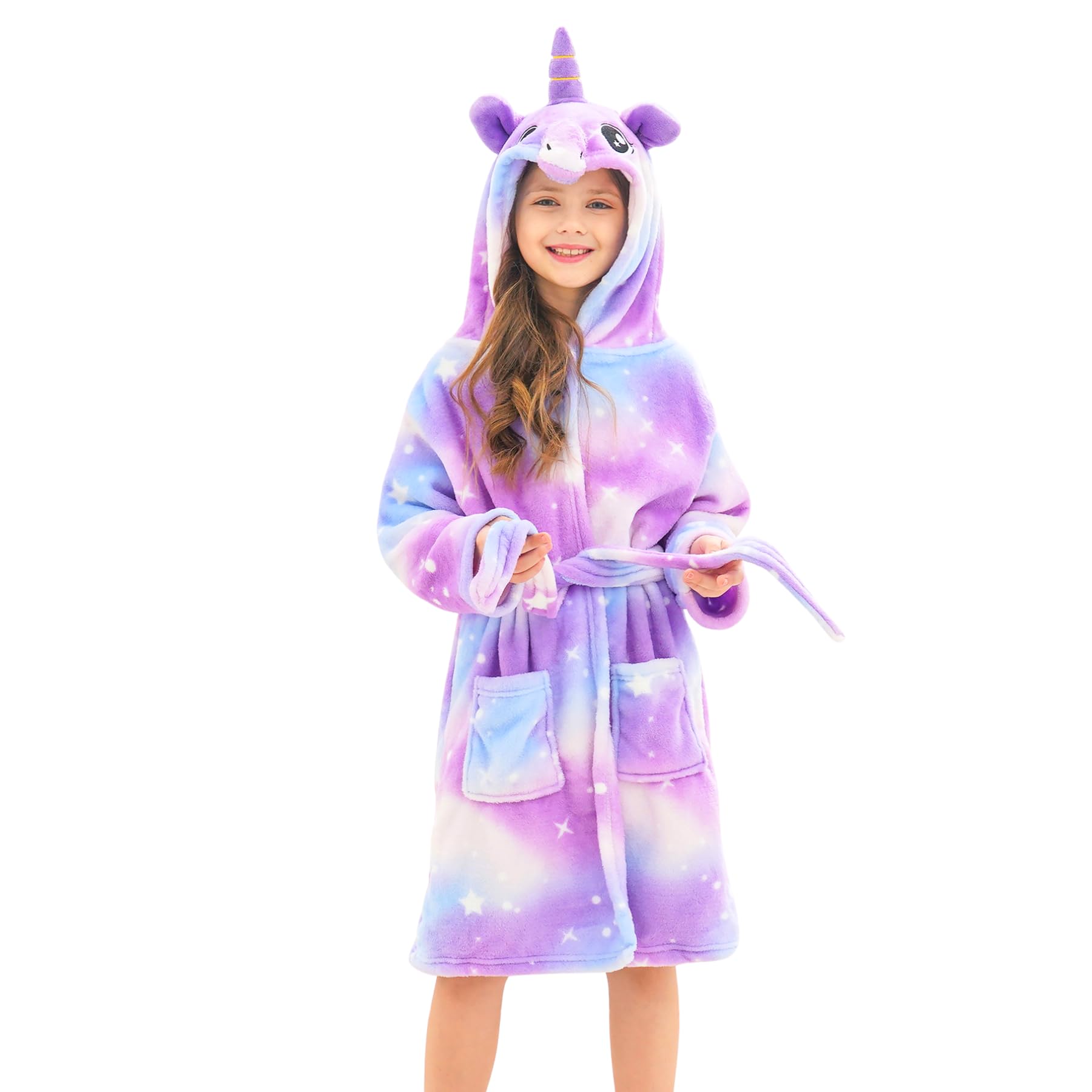 Ceruwum Accappatoio Unicorno per Bambina Morbidi Vestaglie in Pile con Cappuccio per Ragazze
