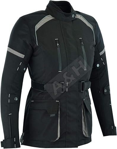 A&H Apparel - Chaqueta de motocicleta para todas las estaciones con armadura aprobada por la CE