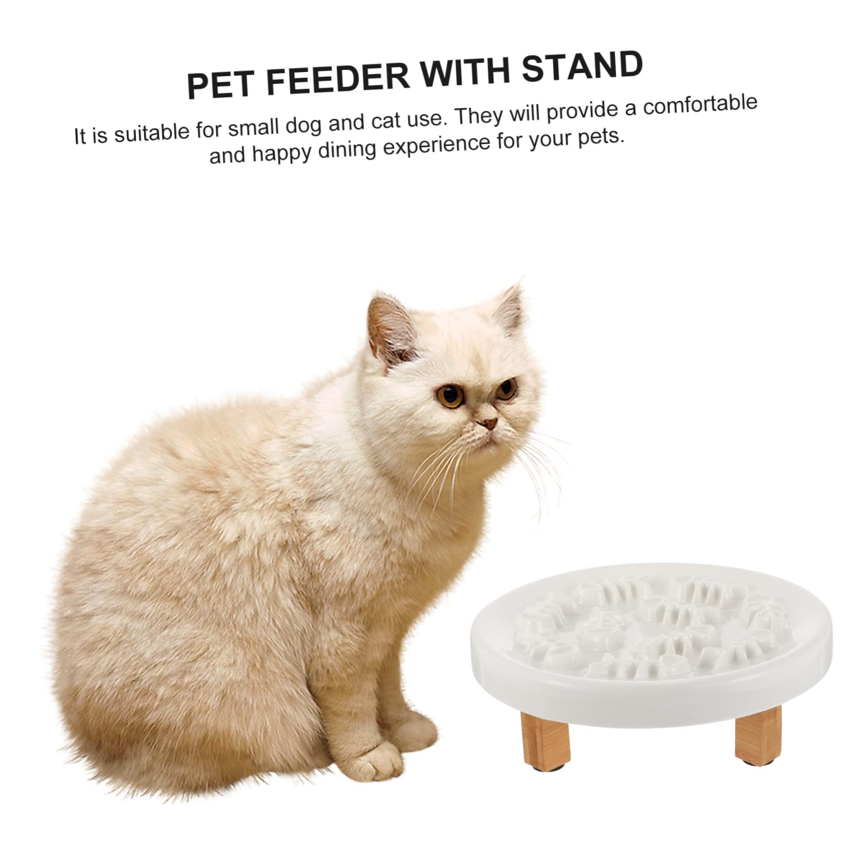 Toddmomy Gamelle Surélevée Anti-glouton Céramique et Bois, Support Stable, Protège Le Cou, 1 Lot pour Petit Chien et Chat