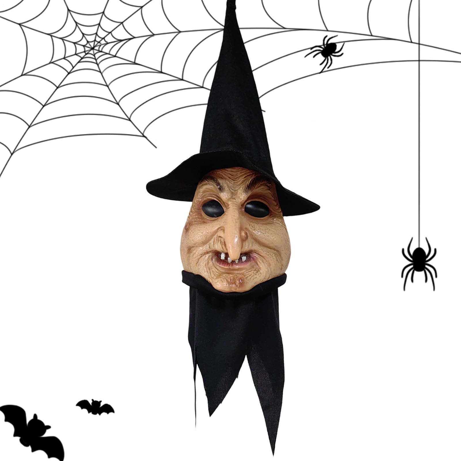 Migająca dekoracja czarownicy na Halloween, podświetlana upiorna ozdoba z dźwiękiem, straszny rekwizyt do nawiedzonego domu, ogrodu, sceny, budki fotograficznej, dowcipu, ekspozycji podwórka, 50 x 18