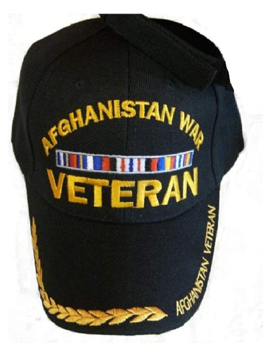 Afghanistan WAR Veteran Baseball Style Embrodered Hat Ball Cap USA Vet Iraq Black
