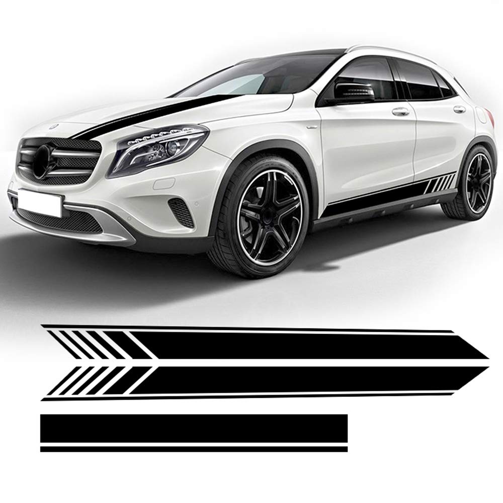per Mercedes Benz Classe GLA X156 GLA45 AMG, Accessori Adesivi per Gonna con Strisce Laterali per Cofano Auto