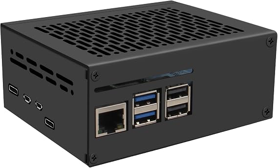 Geekworm X1201-C1 Metal Case for Raspberry Pi 5 and X1201 UPS | Compatible with Active Cooler & Top PCIe to M.2 NVMe SSD HAT