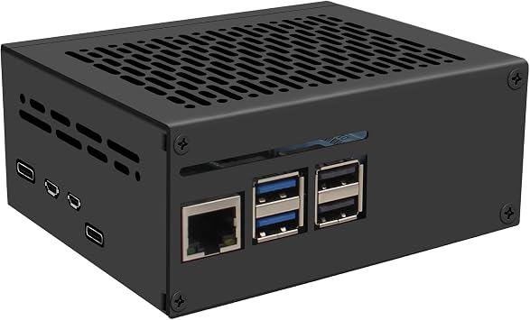 Geekworm X1201-C1 Metal Case for Raspberry Pi 5 and X1201 UPS, Compatible with Active Cooler & Top PCIe to M.2 NVMe SSD HAT