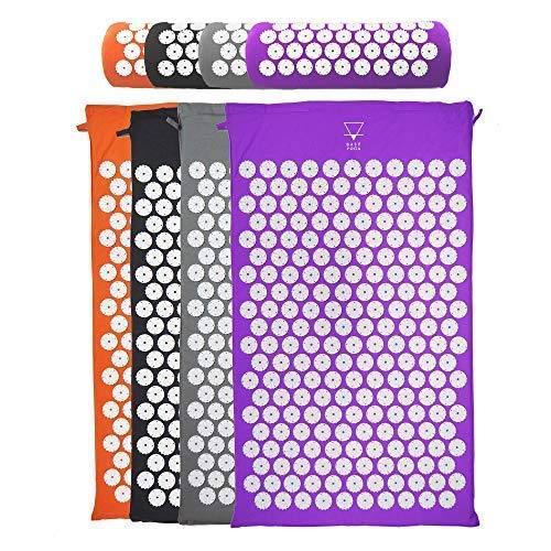 Base Yoga Esterilla de acupresión/acupuntura para masaje/bienestar/relajación y liberación de tensión, ., Mat and pillow Purple