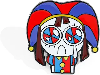 Digital Circus Pomni Jaxエナメルラペルピン、かわいい漫画キャラクターブローチ、合金ハードエナメルラペルピン、バックパック、ジャケット、帽子、ファンへのジュエリーギフトに。