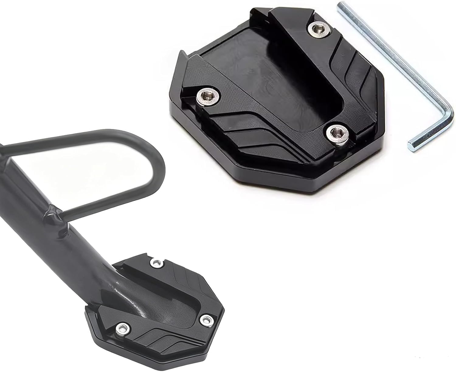 ONEMAJI Motorcycle Kickstand Pad for Benelli TNT25, Side Stand Base Extension Plate Parking Support Cushion Block Foot Enlarger Puck,Black