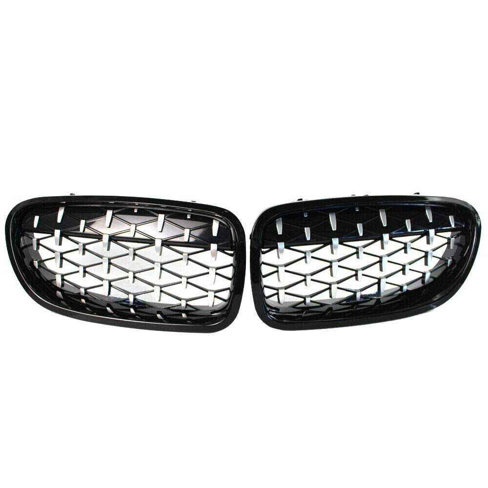 Per Berlina 2010-2016 F10 F11 F18 Paraurti anteriore per rene Twin FIns Grille Serie 5 520i 520d 525d 525i 530d 535i 550i-Diamante nero lucido(paio)