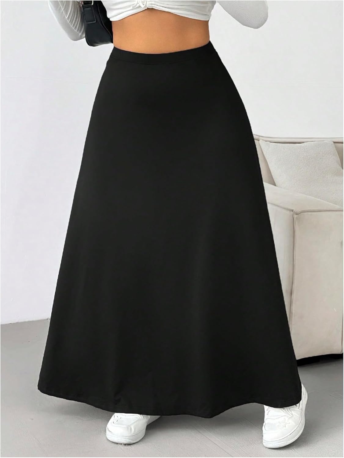 OYOANGLE Women's Plus Size High Waisted A Line Skirt Elegant Flowy Dressy Skirts - Image 4