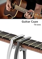 Vista 9 de Cejilla de Guitarra, TANMUS - Cejilla de metal de zinc 3 en 1 para guitarras acústica y eléctrica (con soporte para púas y 4 púas), para ukelele
