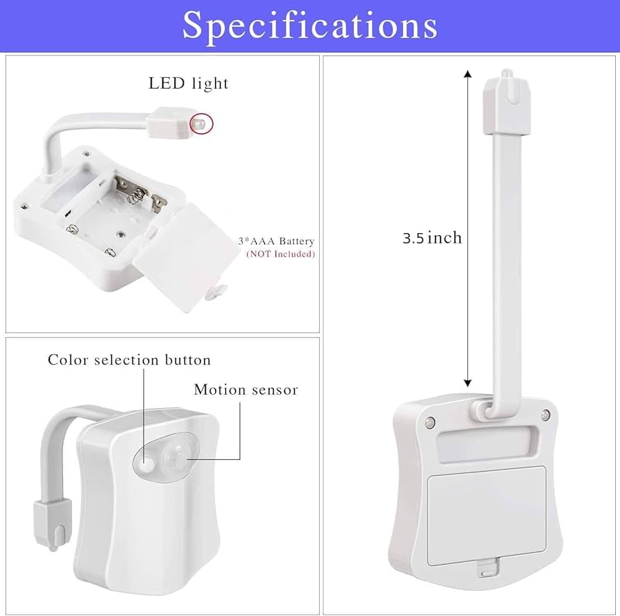 8-Color Night Light Toilet Bowl Lamp With Activated Detection, Battery Operated, Human Motion Sensor